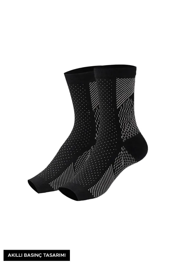 Mısırlı Unisex Ayak Bileği Ve Topuk Destekleyici Burun Sıkılaştırıcı Çorap Siyah