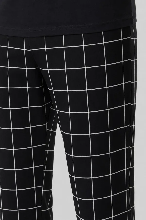 Pyjama égyptien pour homme en coton fin à carreaux noirs