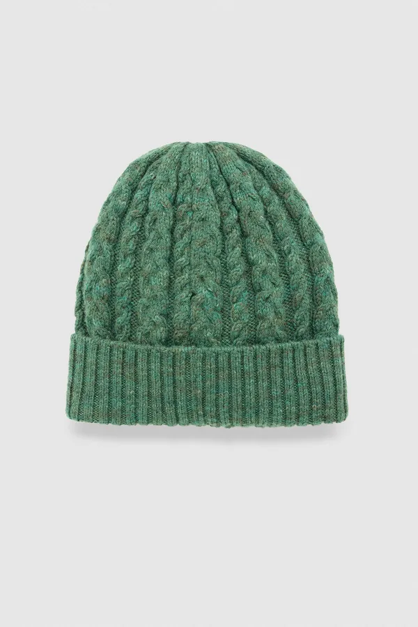 Mısırlı Kadın Yün Alacalı Saç Örgü Bere - Zeo Yeşil