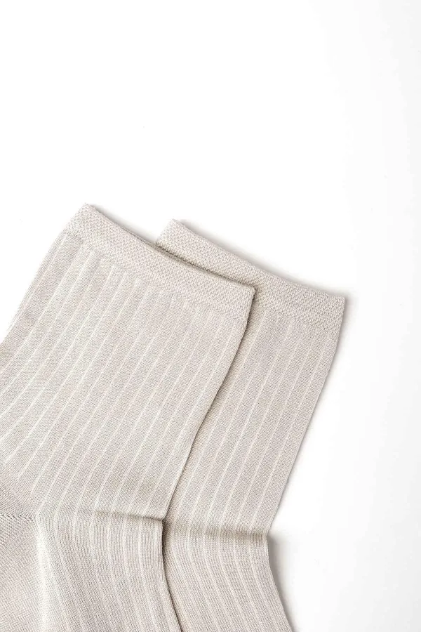 Mısırlı Kadın Merserize Tekli Soket Çorap Açık Gri