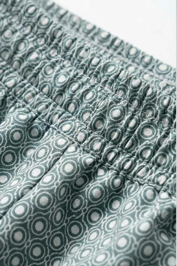 Ensemble 3 pièces pour homme en coton égyptien, col rond et poches, blanc/vert