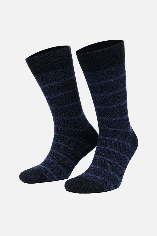 Mısırlı Erkek Koyun Yünü Tekli Soket Çorap Lacivert
