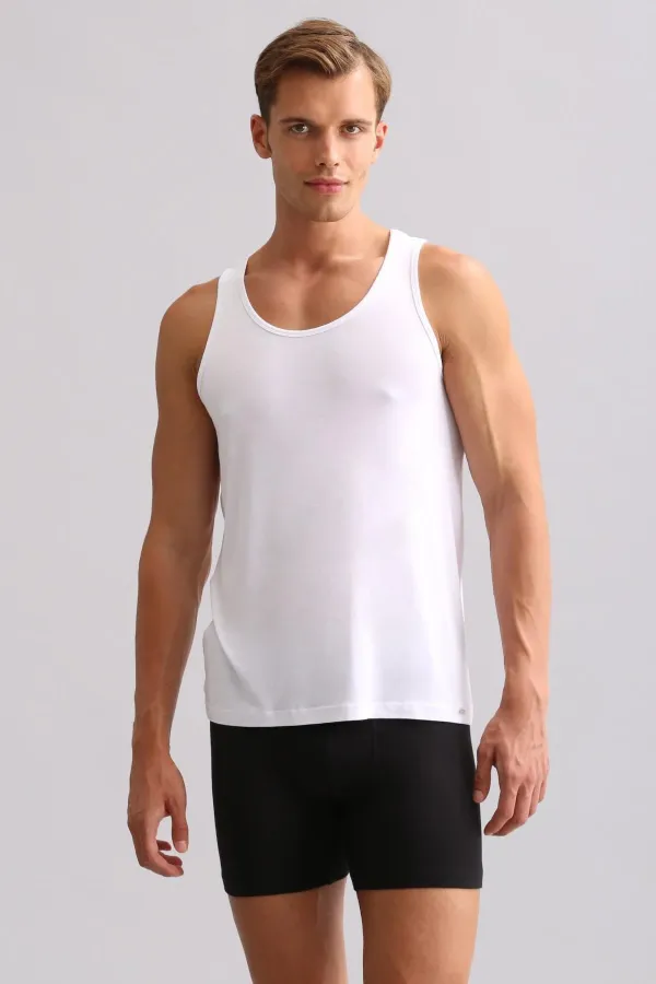 Mısırlı BAMBOO ZEUS LUXURY Regular Fit Basic Tank Top White
