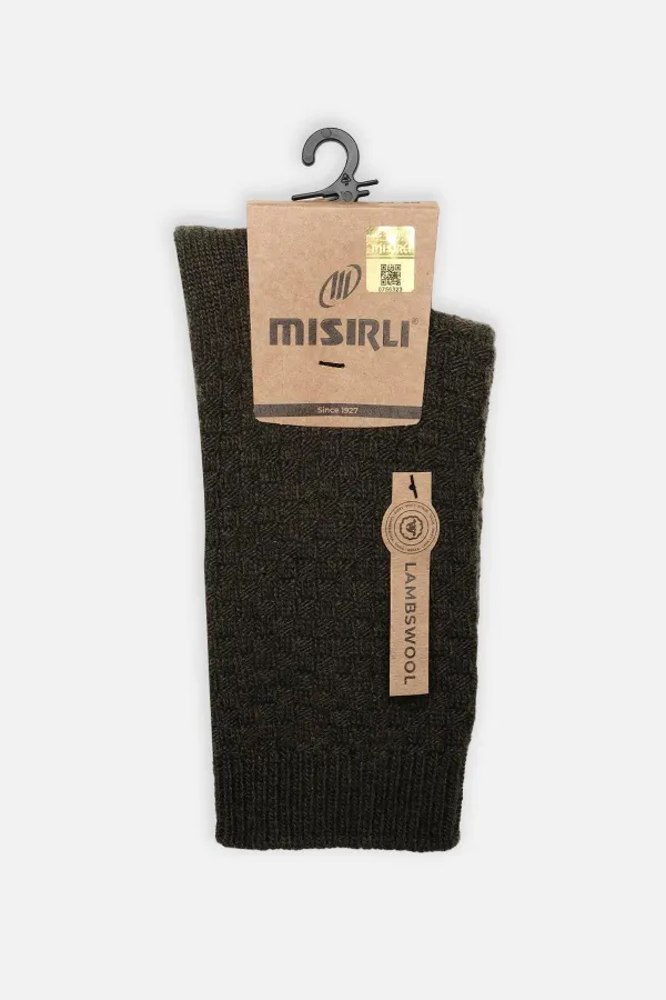 Chaussettes simples en laine de mouton égyptienne pour femmes, kaki