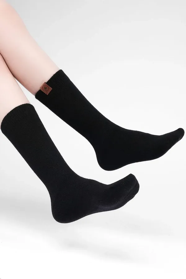 Mısırlı Kadın Kuzu Yünü Tekli Soket Çorap Siyah