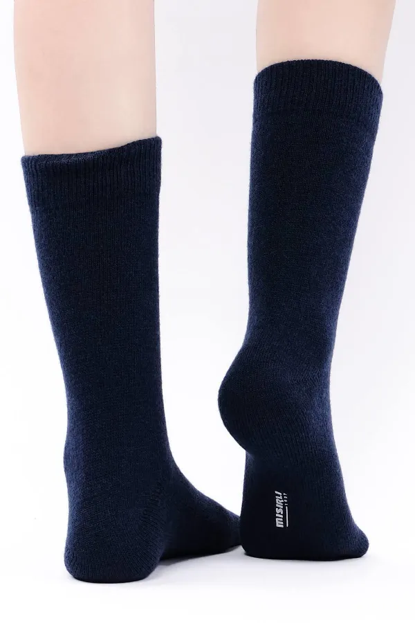 Chaussettes égyptiennes en laine de mouton, coloris indigo, à une seule chaussette
