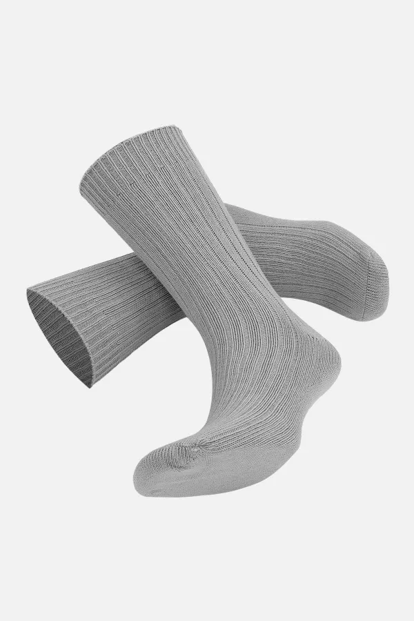 Chaussettes d'hiver unisexes en coton bio égyptien gris