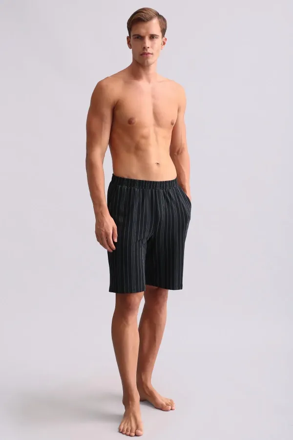 Short de pyjama en bambou noir pour homme, style égyptien