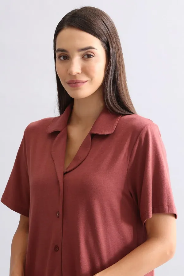 Mısırlı Women's Bamboo Nightgown Burgundy