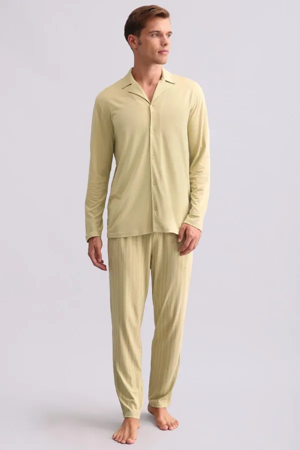 Chemise égyptienne à manches longues en bambou, vert sauge