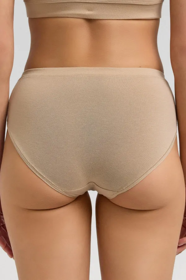 Lot de 3 culottes slip Modal By TENCEL HERA, élastique invisible, fabriquées en Égypte, couleur chair.