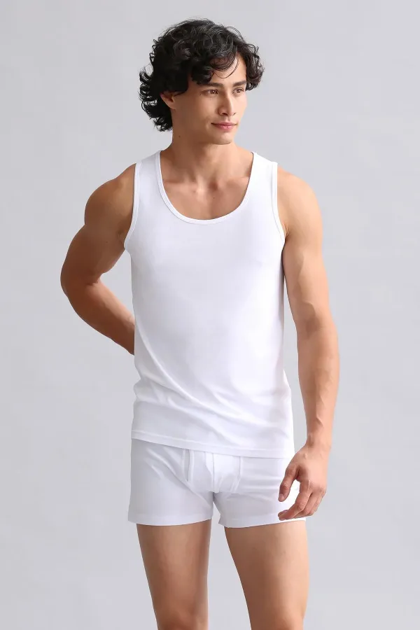 Mısırlı Modal By TENCEL HERCULES Slim Fit Basic Tank Top White