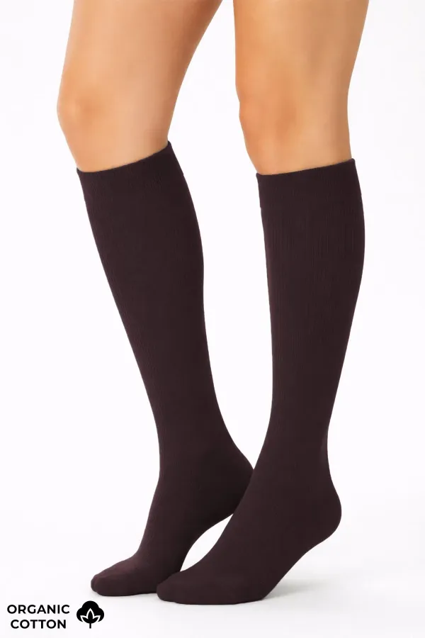 Chaussettes hautes unisexes en coton biologique égyptien, style aviateur et pilote, avec technologie de serrage spéciale, violettes.