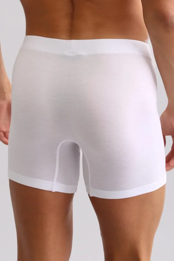 Mısırlı ORGANIC Pamuklu ZEUS LUXURY Regular Fit Metal Armalı Long Boxer Beyaz