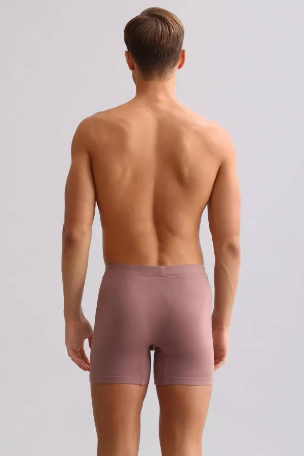 ZEUS LUXURY Regular Fit Long Boxer Shorts with Metal Emblem, Made in Lavender, Made of Mısırlı ORGANIC Cotton.