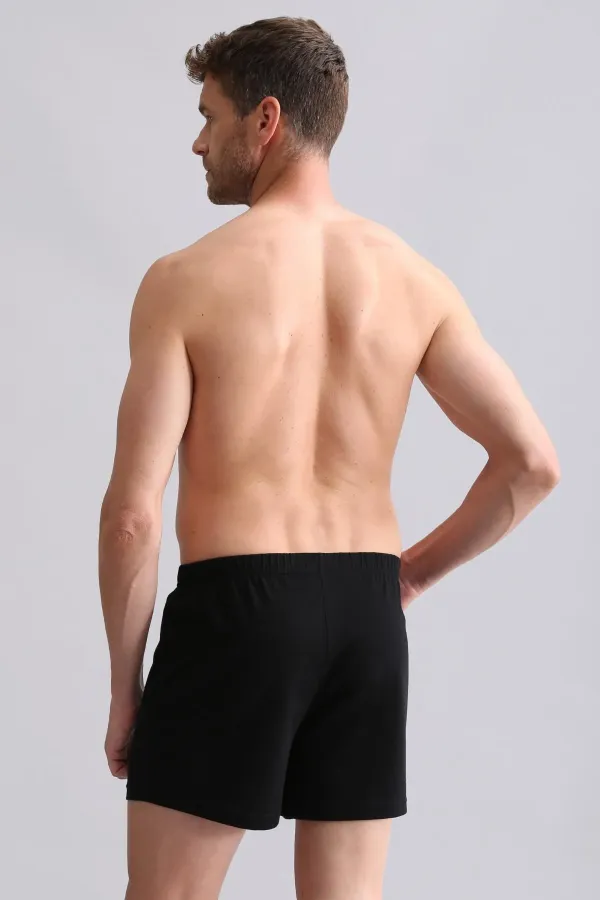 Mısırlı ORGANIC Pamuklu Relaks Loose Fit Düğmeli Ekstra Bol Kesim Uzun Paçalı Boxer Şort Siyah