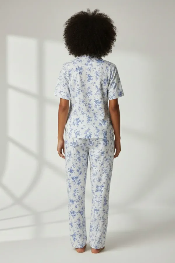 Pamuklu Kısa Kollu Tişört Pantolon Takım Beyaz