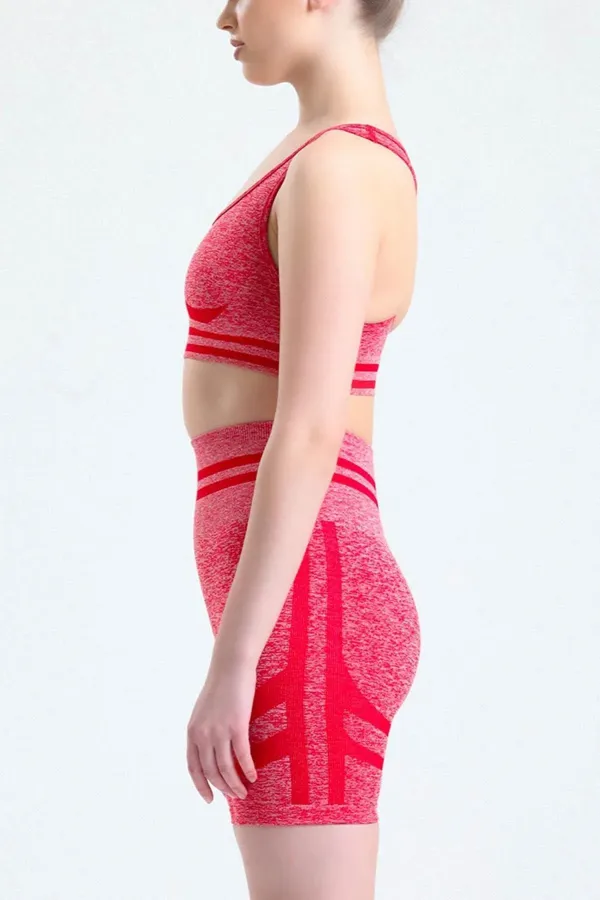 Mısırlı Kadın Kalça Toparlayıcı Çemberli Bralet-Şort Tayt Takımı Kırmızı