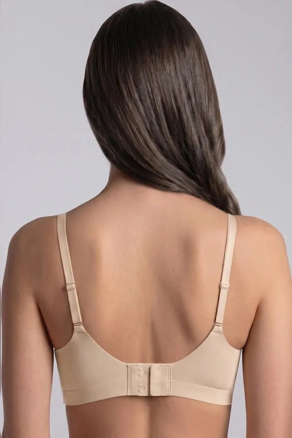 Egyptian Style Tulle Detail Laser Cut Bra, Beige Egyptian Style Tulle Detail Laser Cut Bra, Beige