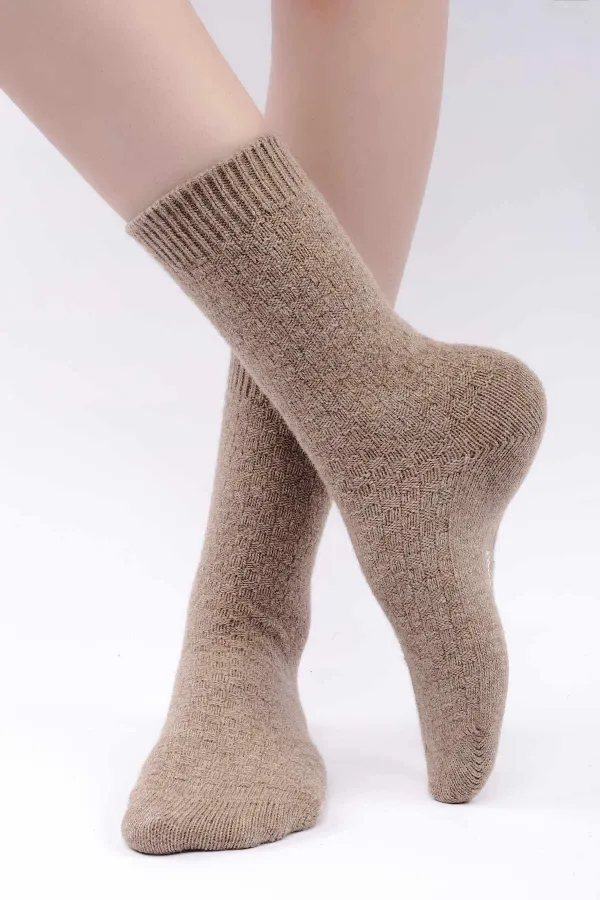 Chaussettes simples en laine de mouton pour femmes égyptiennes, beiges