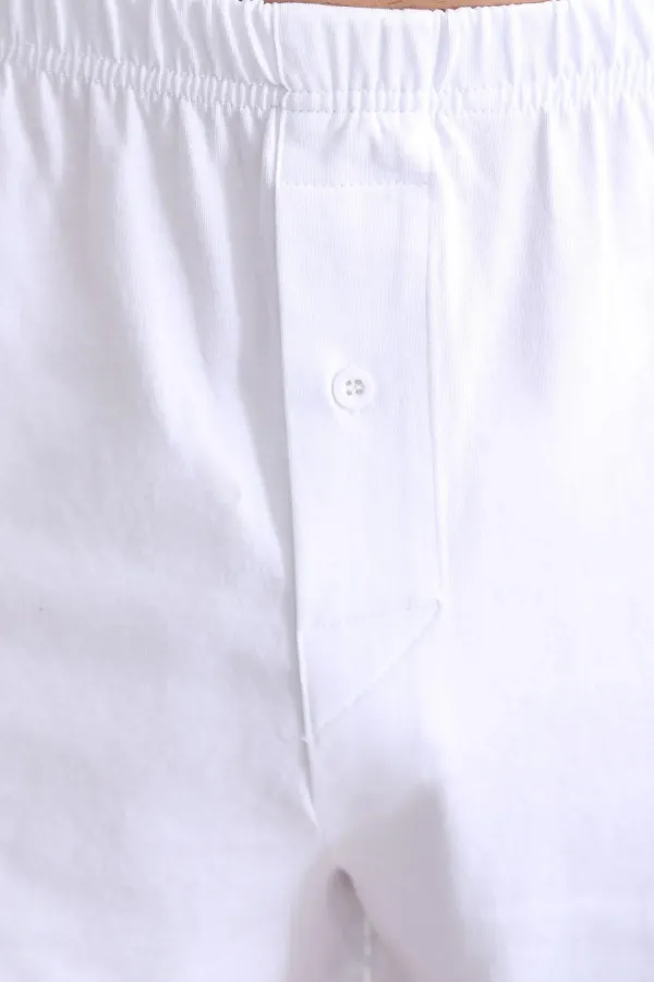 Mısırlı ORGANIC Cotton Relax Loose Fit Button-Down Extra Wide Leg Boxer Shorts White