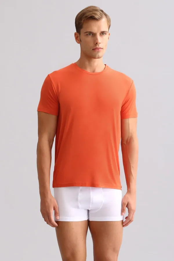 Mısırlı ORGANIC Pamuklu ZEUS LUXURY Regular Fit Bisiklet Yaka Fanila / T-Shirt Pas Kırmızı