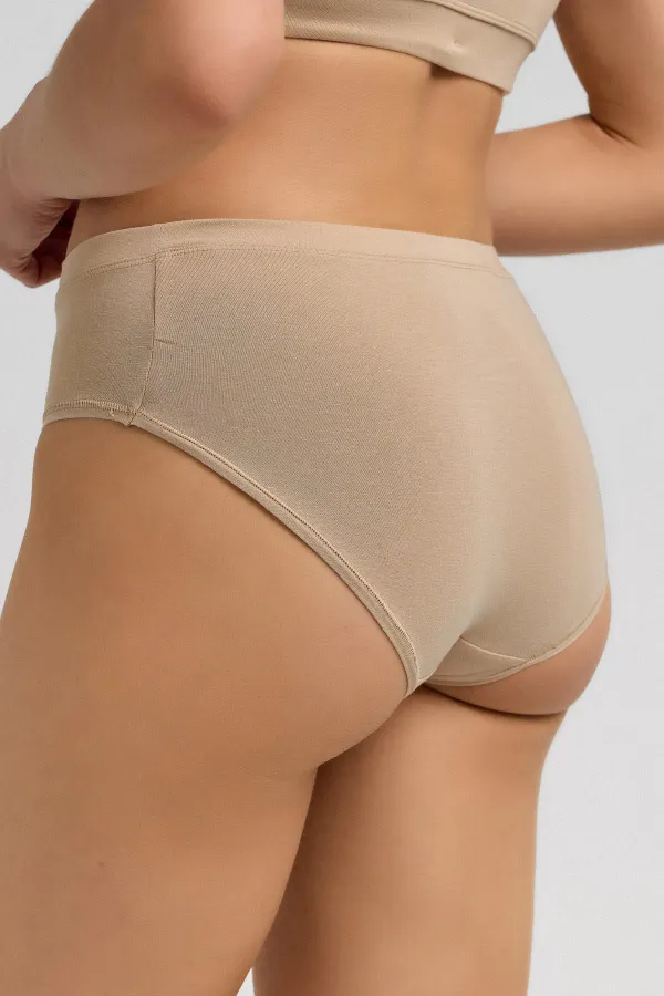 Lot de 3 culottes slip Modal By TENCEL HERA, élastique invisible, fabriquées en Égypte, couleur chair.