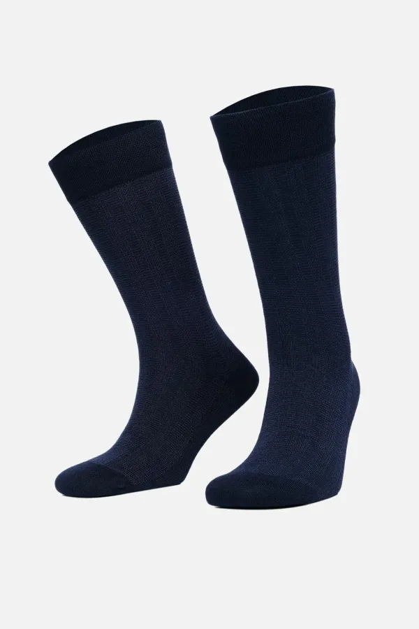 Chaussettes égyptiennes pour hommes, en bambou, à une seule chaussette, bleu marine