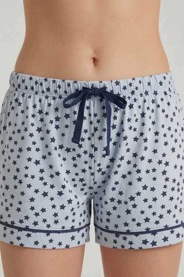 Egyptian Women's Printed Shorts Set Matte Blue Egyptian Women's Printed Shorts Set Matte Blue