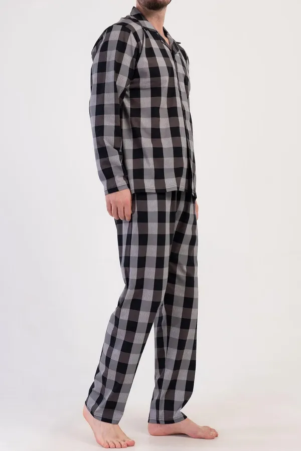 Mısırlı Erkek Pamuklu Uzun Kollu Pijama Takımı Siyah