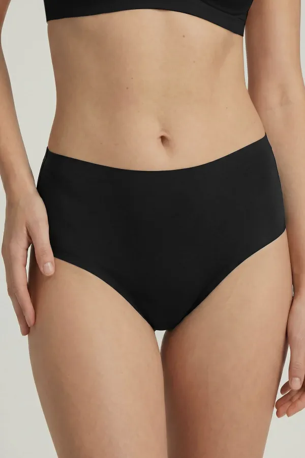 Egyptian Laser Cut High Waist Thong Black