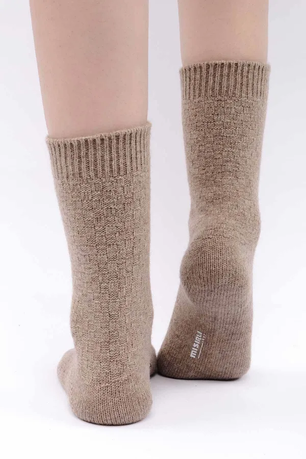 Chaussettes simples en laine de mouton pour femmes égyptiennes, beiges