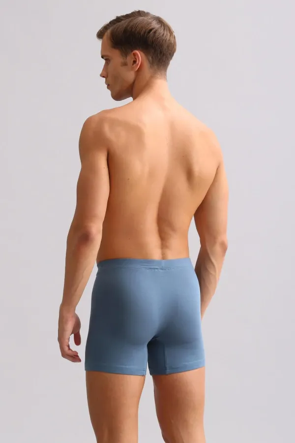 Mısırlı ORGANIC Cotton ZEUS LUXURY Regular Fit Metal Emblem Long Boxer Shorts Navy Blue
