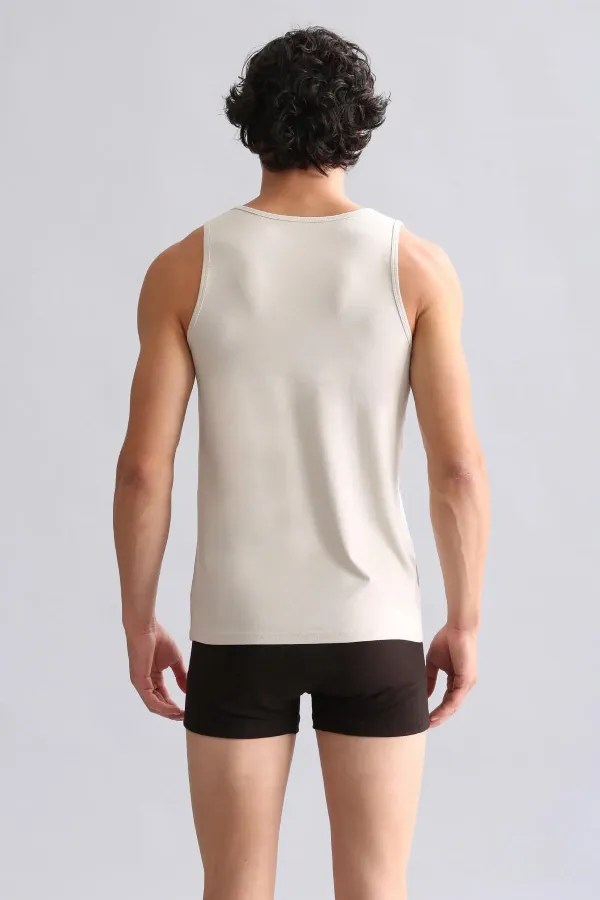 Mısırlı Modal By TENCEL HERCULES Slim Fit Basic Atlet Toprak Bej