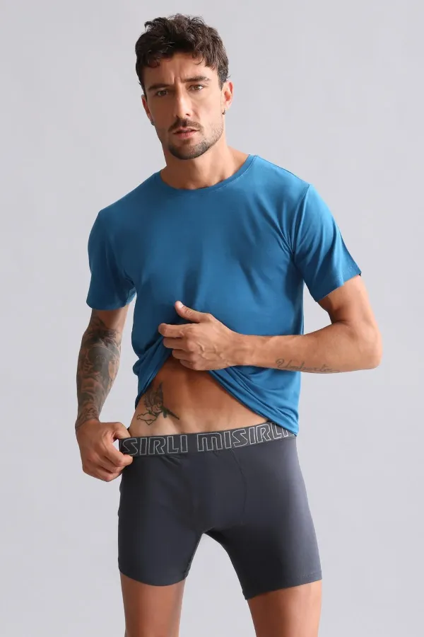 Mısırlı Modal By TENCEL HERCULES Slim Fit Bisiklet Yaka Fanila / T-Shirt Petrol