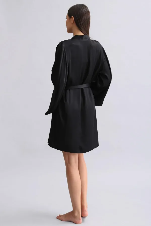 Mısırlı Kadın Bambu Sabahlık Siyah