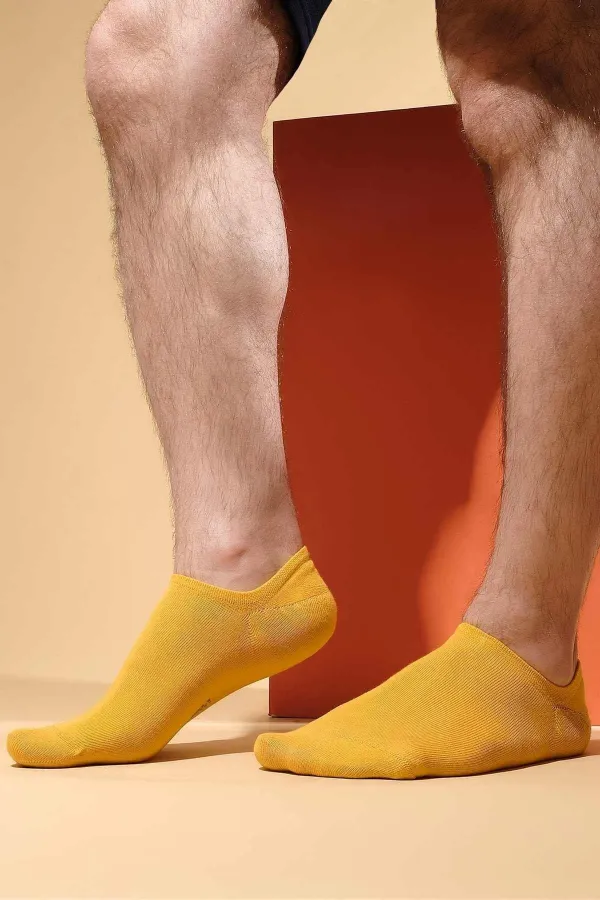 Mısırlı Erkek Bambu Tekli Yazlık No Show Çorap Sarı