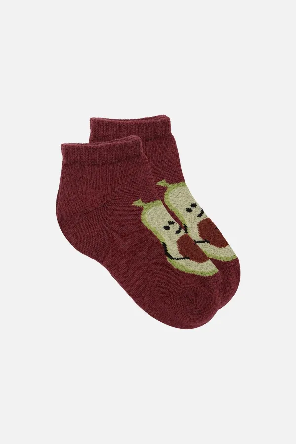 Chaussettes courtes unisexes en coton égyptien, 3 paires, motif avocat, pour enfants