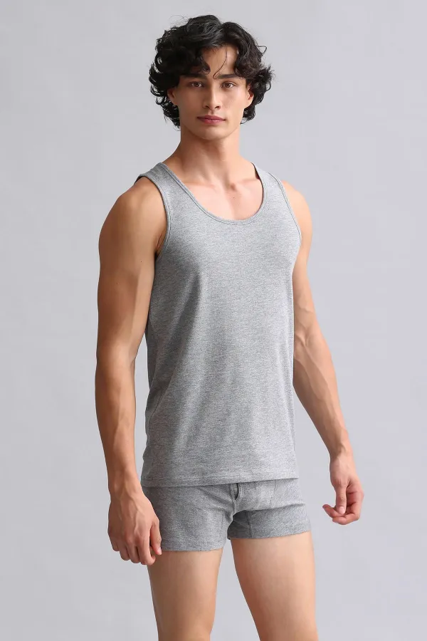 Mısırlı Modal By TENCEL HERCULES Slim Fit Basic Tank Top Grey Melange