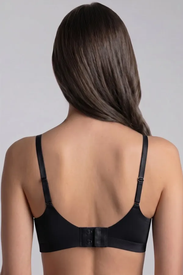 Egyptian Style Tulle Detail Laser Cut Bra, Black