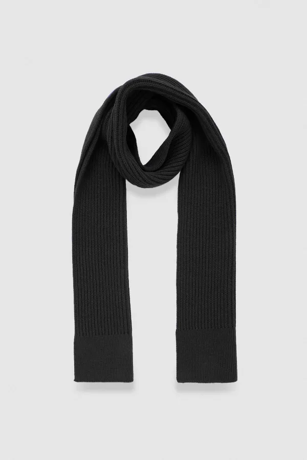 Ensemble écharpe et bonnet unisexe en laine égyptienne - Roseluis Noir