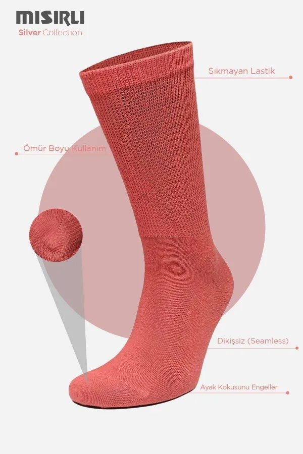 Chaussettes courtes pour femmes égyptiennes, contenant 10 % d'argent, couleur tuile