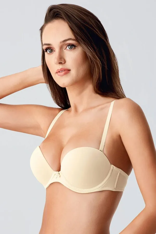 Mısırlı New Bra B Cup Extra Push Up Basic Bra in Beige