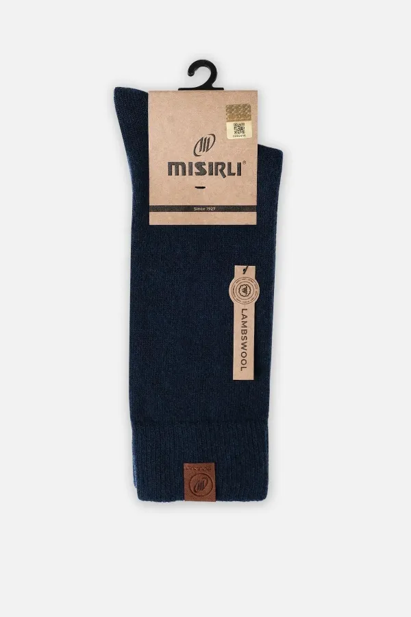 Mısırlı Erkek Kuzu Yünü (Lambswool) Tekli Soket Çorap Lacivert