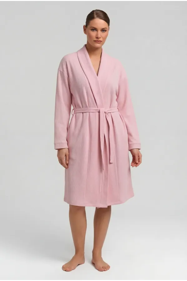 Robe courte gaufrée en coton pour femme, rose clair, style égyptien