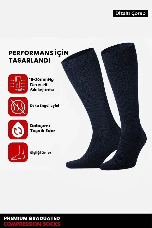 Unisex Bamboo Flight and Pilot Knee-High Socks with Special Strengthening Technology, Navy Blue