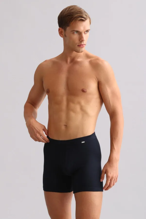 Mısırlı BAMBOO ZEUS LUXURY Regular Fit Metal Emblem Long Boxer Shorts Navy Blue Mısırlı BAMBOO ZEUS LUXURY Regular Fit Metal Emblem Long Boxer Shorts Navy Blue