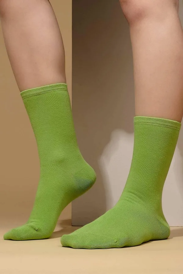Mısırlı Kadın Organik Pamuklu Tekli Soket Çorap Yeşil