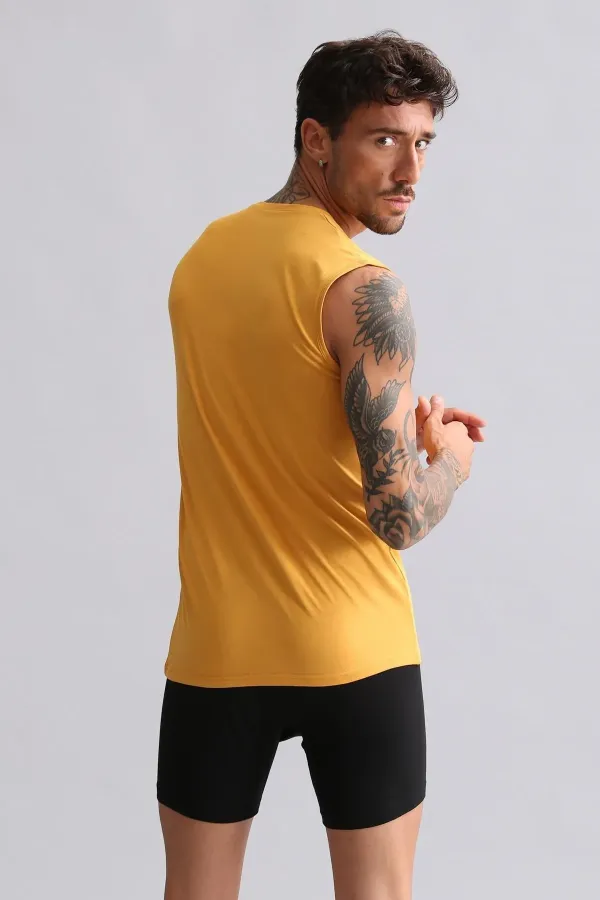Mısırlı Modal By TENCEL HERCULES Slim Fit Bisiklet Yaka Sporcu Atlet / T-Shirt Hardal