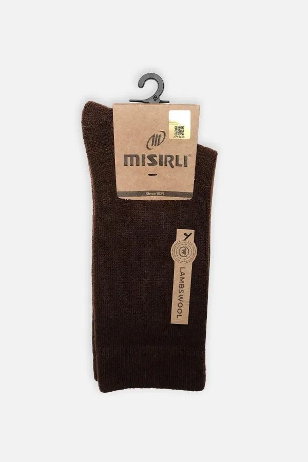 Mısırlı Kadın Koyun Yünü Tekli Soket Çorap Kahverengi